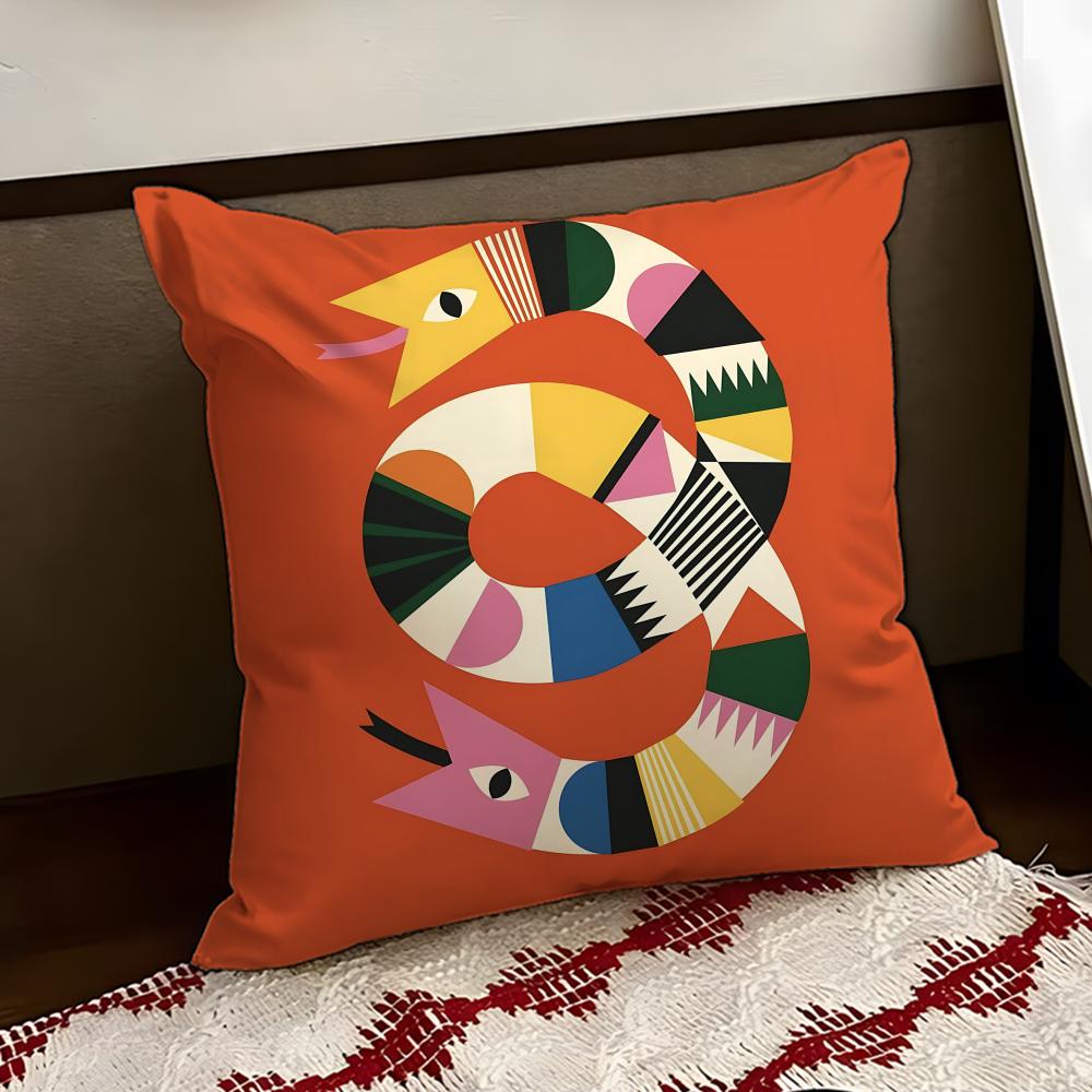 Scribbled Graffiti Snake Cushion Cover Reversible Soft Durable Pillow Cover Home Car MultiScene Use for Daily Comfort