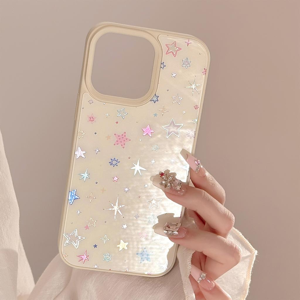 Gilded colorful star iPhone 16 case suitable for iPhone 17 Pro Max, fresh and stylish, anti-drop for 15/14/13