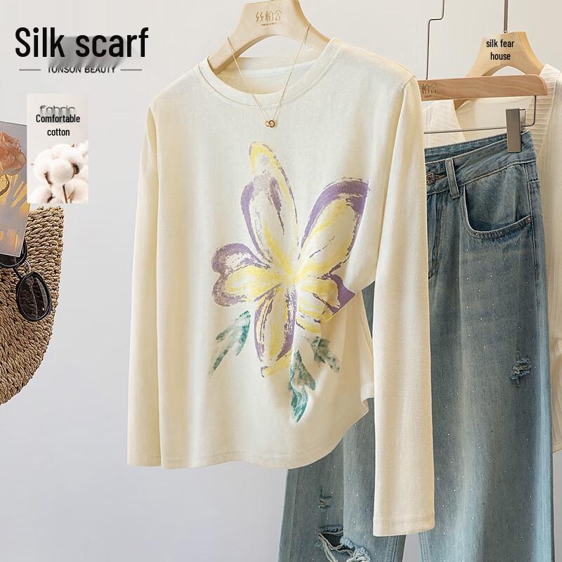 Women s Floral Print Long-Sleeve T-Shirt M