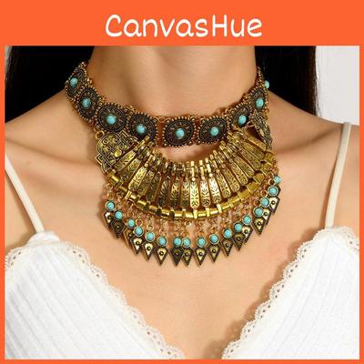 Ethnic Style Vintage Necklace With Water Wave Chain For Women Jewelry Accessory