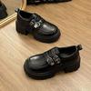 Retro black heightened platform small leather shoes, new autumn French with skirt Mary Jane single shoes