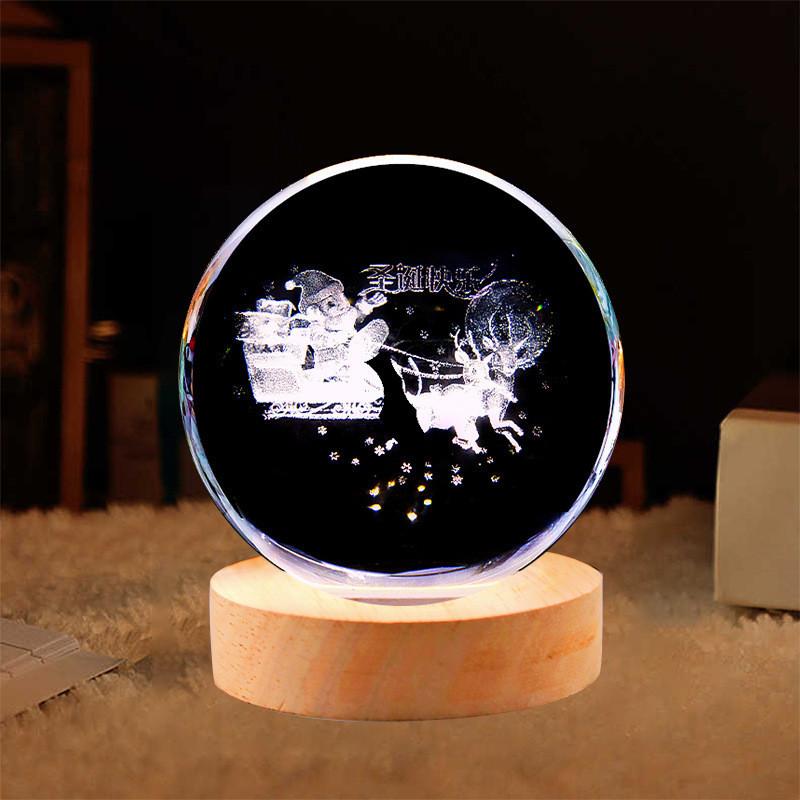 Crystal Ball Night Light With Deer Glass Material Resin Craft Gift Unique Novelty