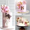 20Pcs Cake Topper Gold Silver Ball Happy Birthday Cake Topper Decoration DIY Cupcake Flag Ornament Wedding Christmas Ball Decor