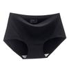 Women's Seamless Ice Silk Mid-Waist Briefs - Comfortable, Solid Color, Plus Size