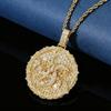 Hip Hop Thorns Round Cake Astra Alphabet Disc Pendant Copper Inlaid Zircon Necklace Singing Accessories, Accessories