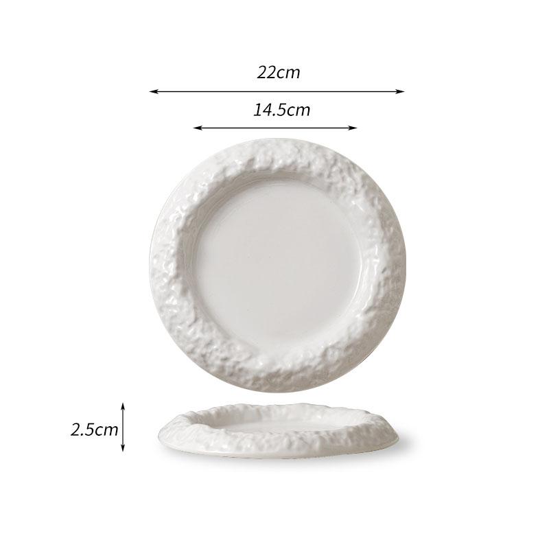Rock Texture Ceramic Plate Thick Soup Plate Salad Plate Pasta Plates Rice Bowl Dessert Bowl Restaurant Specialty Tableware