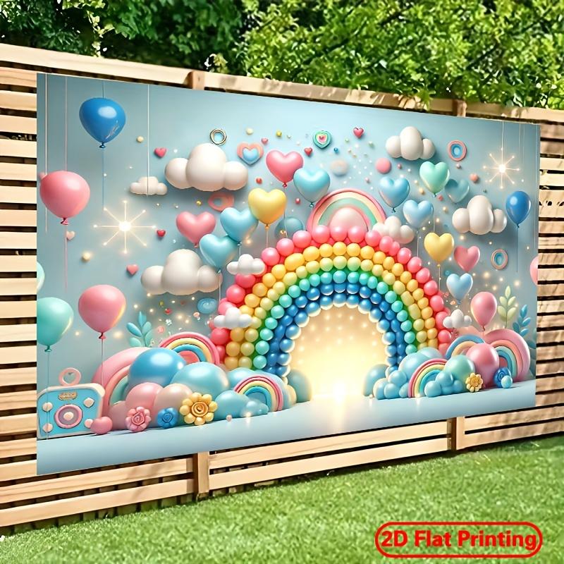 2D Plane 1 Piece. Unconventional Rainbow Balloon Background Made of Durable Polyester. This Multi-functional Banner