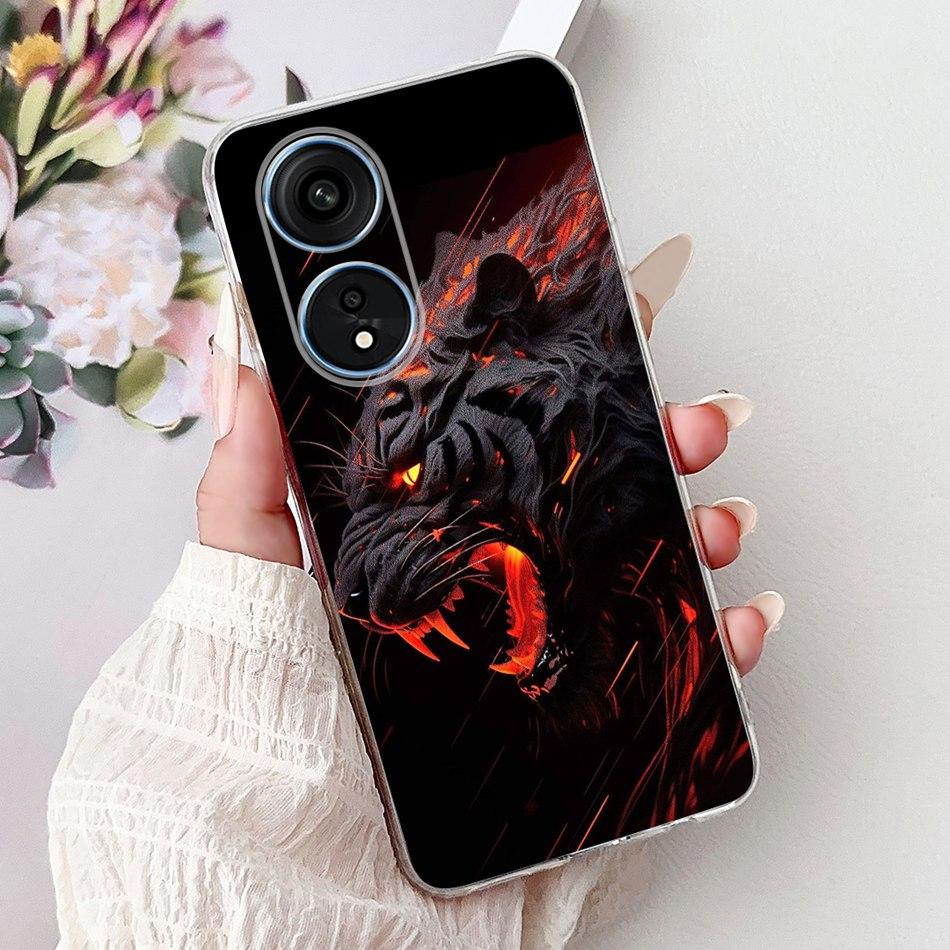 For Oppo Reno8 T Phone Case Reno 8T 5G 4G CPH2481 CPH2505 Elegant Floral Cat Soft Silicone Transparent TPU Lightweight Cases
