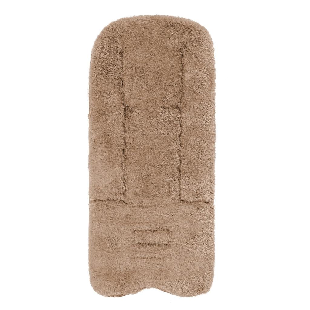 Winter Stroller Seat Cushion, Thick, for Stroller Car Seats and Baby Chairs, with Backrest, Warm, Fluffy, Faux Fur Fabric, Washable, Solid Color, for