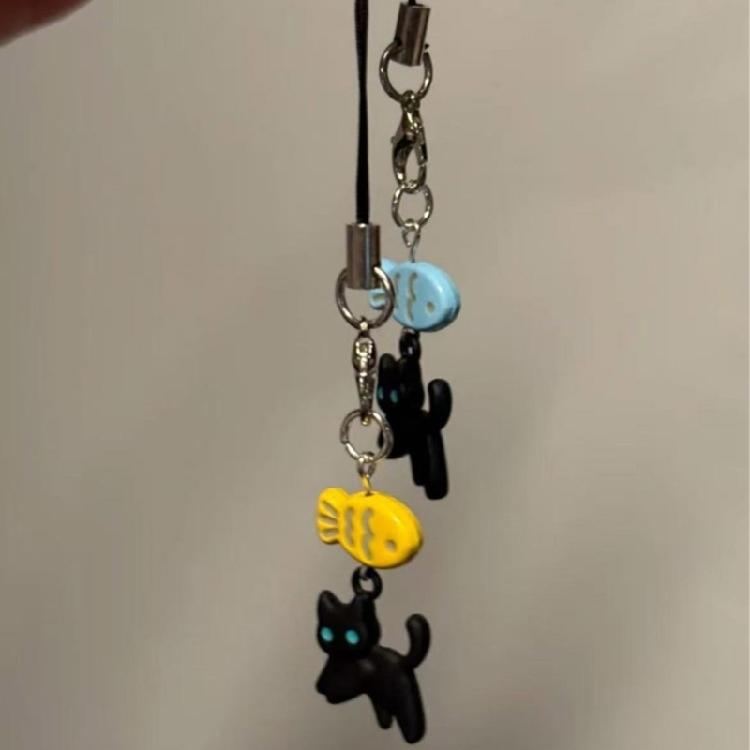 Fahshionable Lovely Cats Beaded Handcraft Elegant Phone Strap and Keychain Charm Portable Gifts for Trendy Ladies