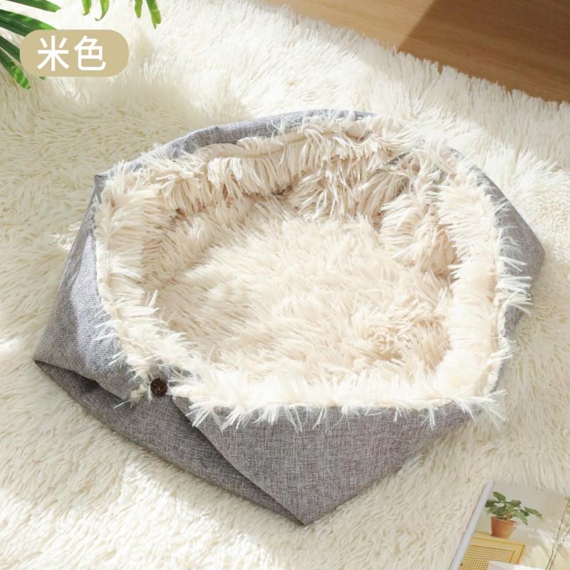 Plush Cat Bed With Removable Cover Warm Pet Nest Cats Dogs Winter Sleeping Pad Soft Fleece Lined