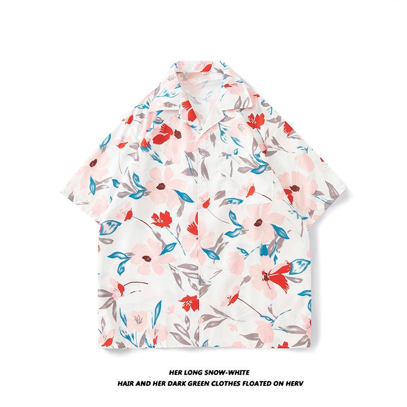 

Летняя крутая и модная мужская гавайская рубашка, модная мужская рубашка с цветочным принтом, пляжные шорты больших размеров, рубашка с рукавами 3XL розовый