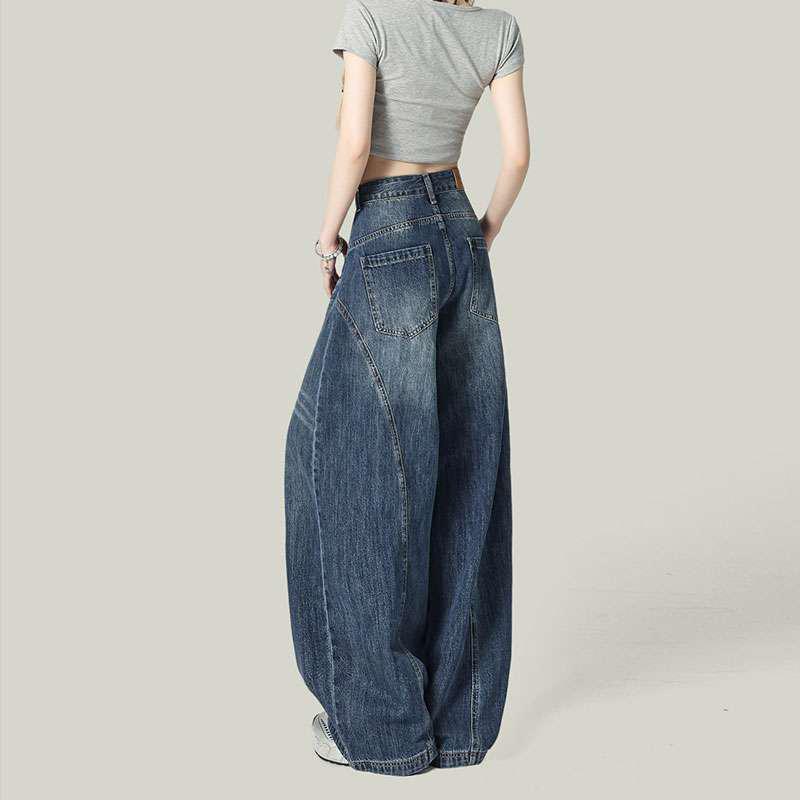 

Women s Plus Size High Waist Curved Blade Jeans - Fall 2026 Loose Drape Slimming Wide Leg Pants XS
