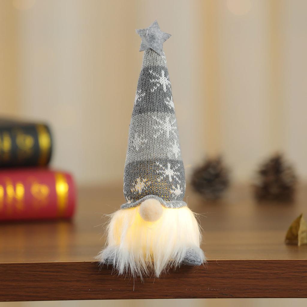 Christmas Faceless Doll Ornaments LED Light Plush Knitting Crafts Tree Pendant Christmas Decorations Home Kids Gift