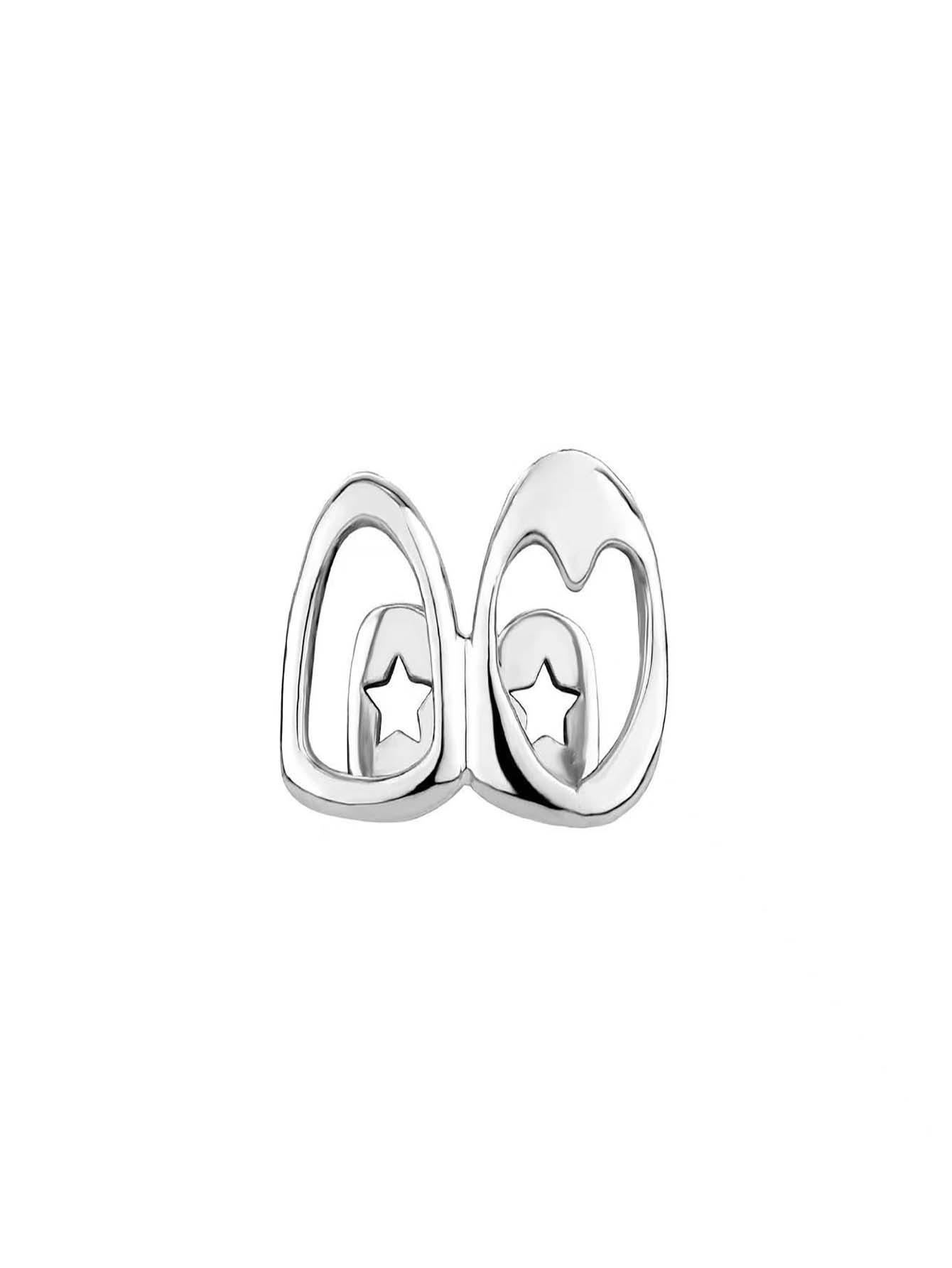 

European-American Hip-Hop Heart-Shaped Gold Grillz: Hollow, Smooth, Electroplated Tooth Jewelry for Christmas