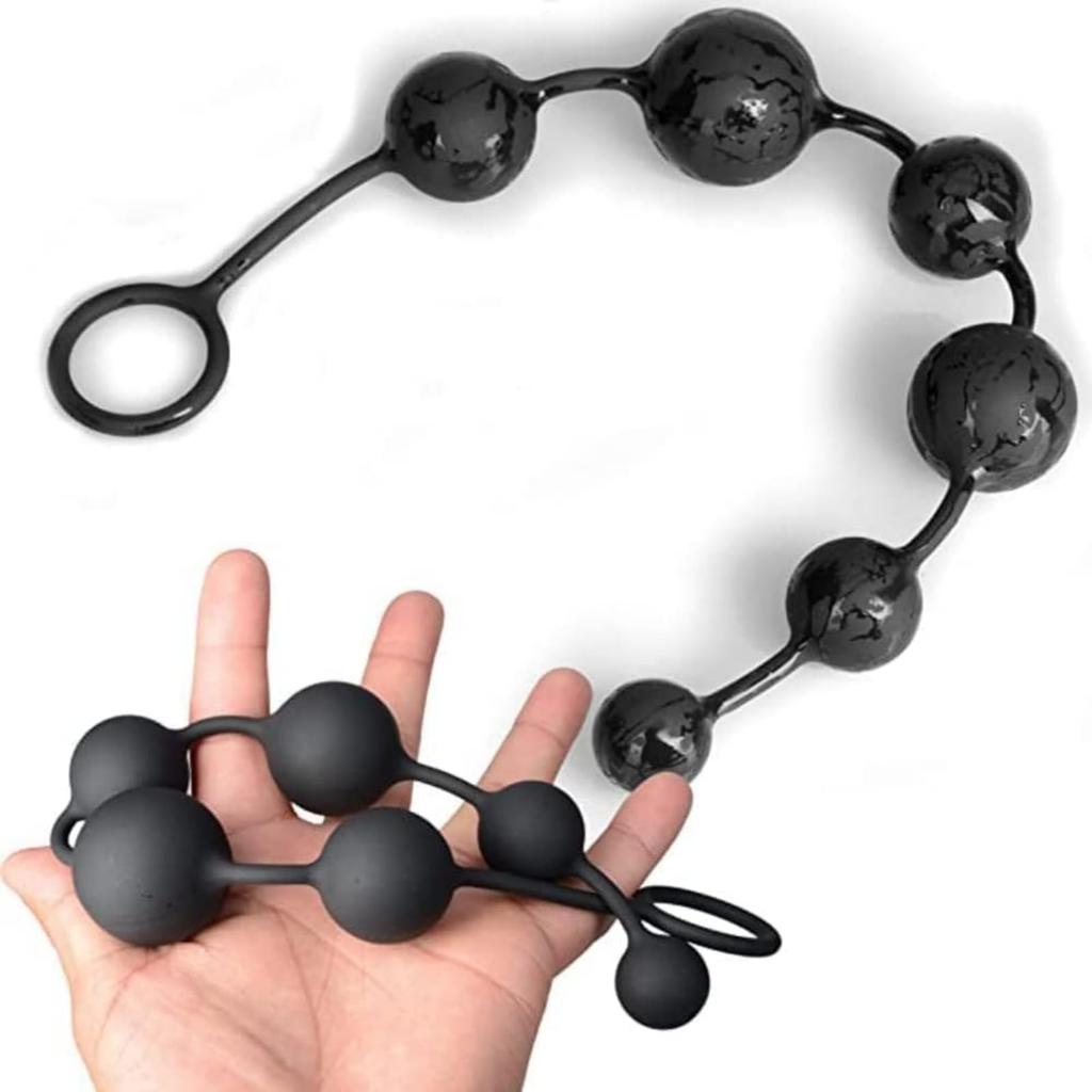 Silicone Anal Beads, 100% Silicone with Gradual Size Increase and Safe Pull Ring - Clean Anal Toy, BPA & Phthalate Free Female Female Sex Toy
