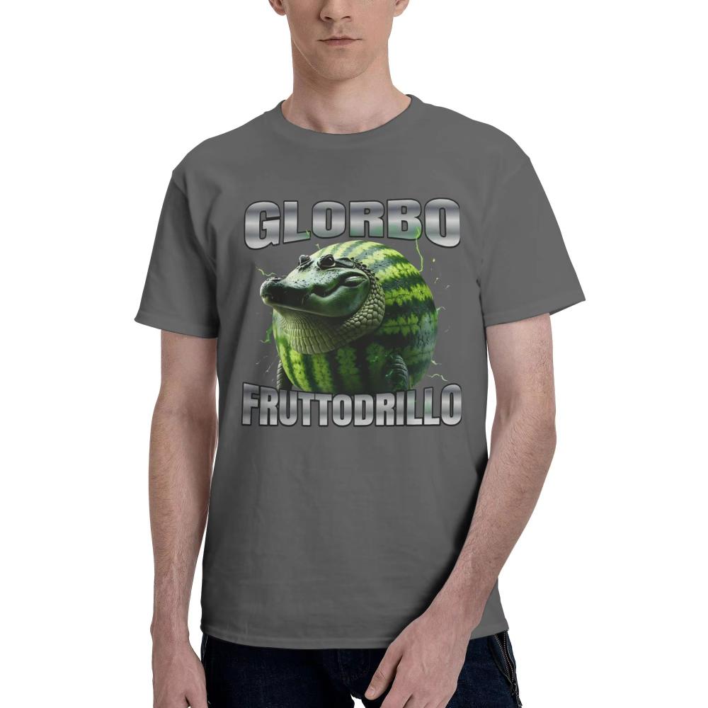 Glorbo Fruttodrillo Funny Italian Brainrot Meme Men T Shirt Hip Hop TShirts ShortSleeve Tops Summer Cotton Plus Size Top Tees