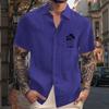 Men'S Casual Loose Short Sleeved Printed Shirt With Fashionable Lapel Top