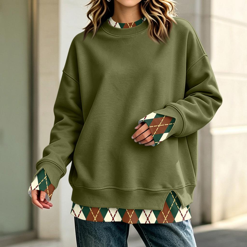 Women's Long Sleeve Casual Sweatshirt Loose Fit Pullover Top for Daily Wear