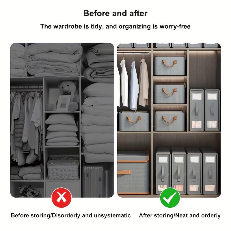 4pcs Bedding & Linen Storage Organizer Set with Viewing Window - Foldable, Pillows, and Duvet Covers - Non-Woven Fabric, Under-Bed Storage
