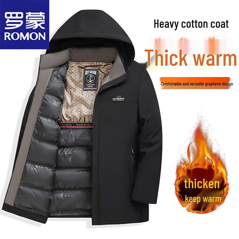 

ROMON Men s Padded Winter Jacket with Detachable Hood 4XL