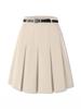 US Plus Size Women's Elegant Knee-Length Pleated Midi Skirt with Belt