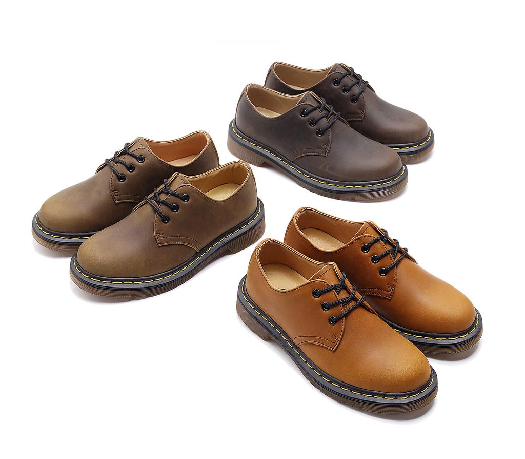 Fashion New Unisex Cowhide Work Shoes for Men and Women  Men's Casual Leather Shoes Platform  Outdoor Homework Women's Shoes Large Size