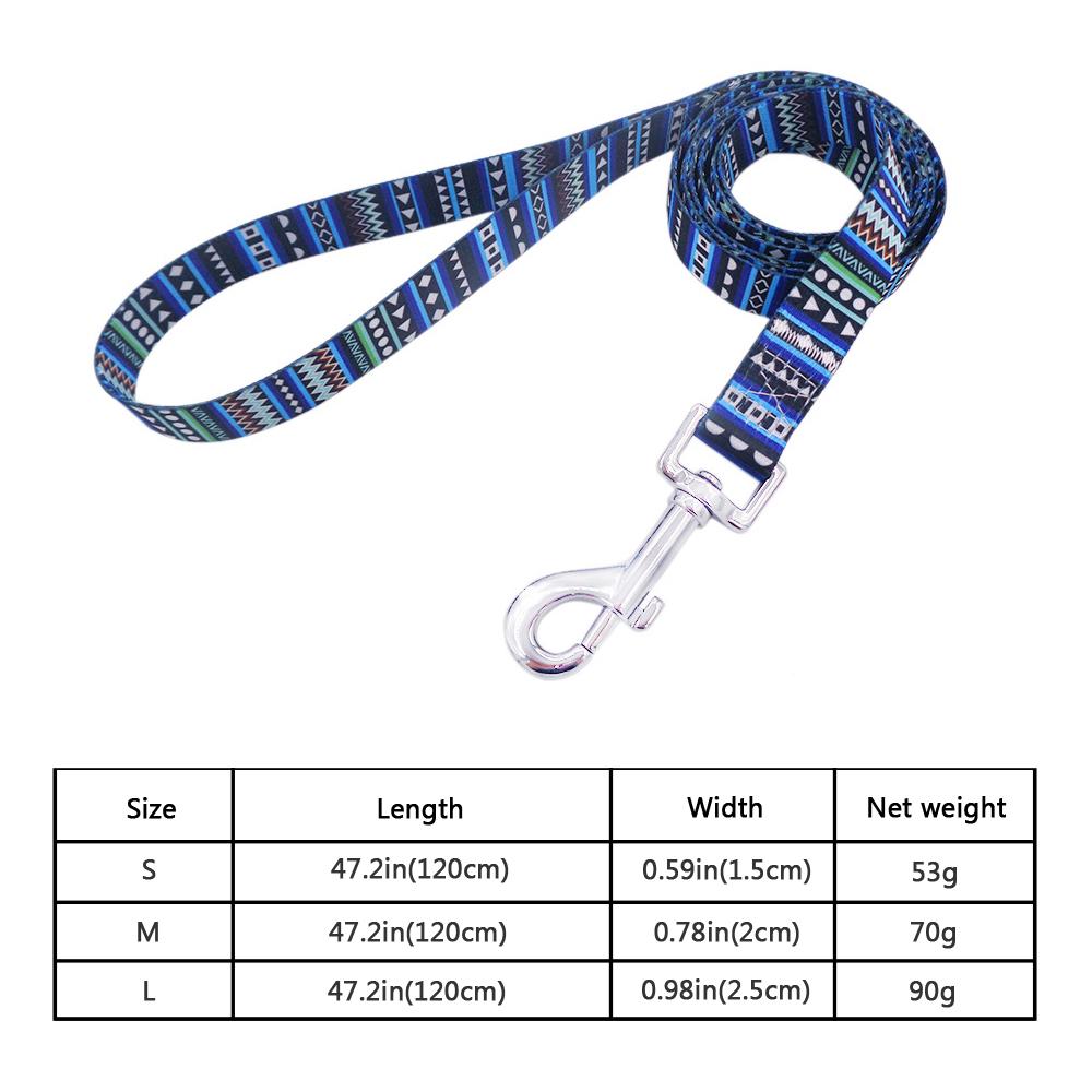Classic Multicolor Dog Leash Nylon Tribal Pattern Durable Cat Pet Leashes for Small Medium Large Dogs Puppy Lead 120cm Long for Walking