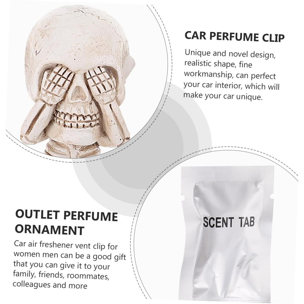 LIFKOME 3pcs Skull Ghost Head Decoration Car Clip Car Aroma Decoration Glitter Accessories