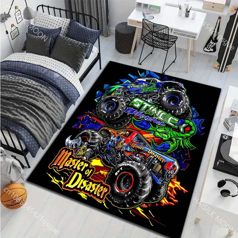 Multiple Style Big-footed Monster Truck Print Carpet for Living Room Bedroom Bedside Bathroom Floor Mat Home Area Rug Room Decor