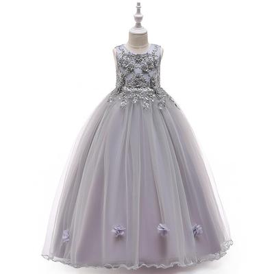 European & American Flower Beaded Princess Dress for Girls - Catwalk & Piano Performance Wear