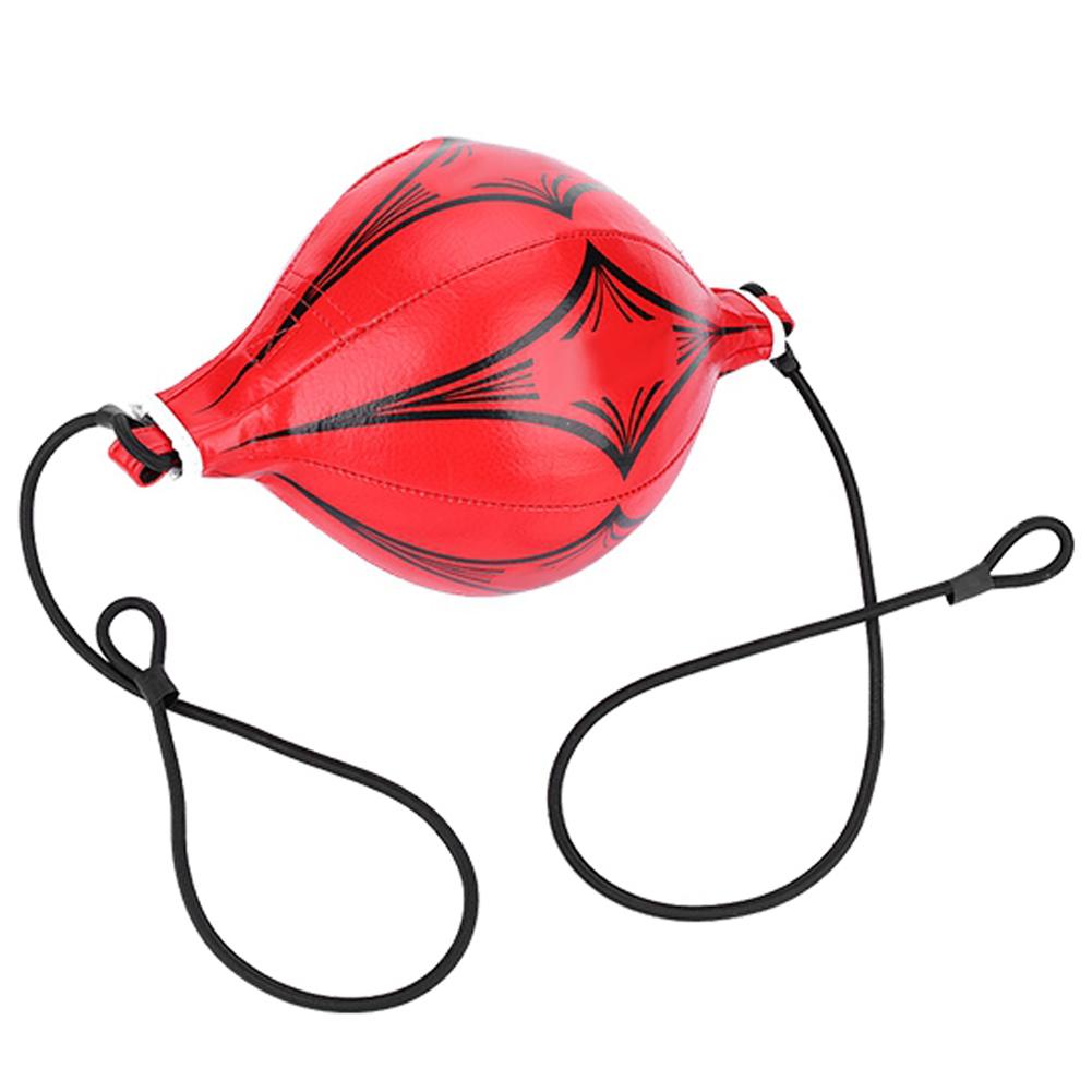 Boxing Training Leather Speed Ball Double End MMA Pouching Bag Pear Shape Toy(red)