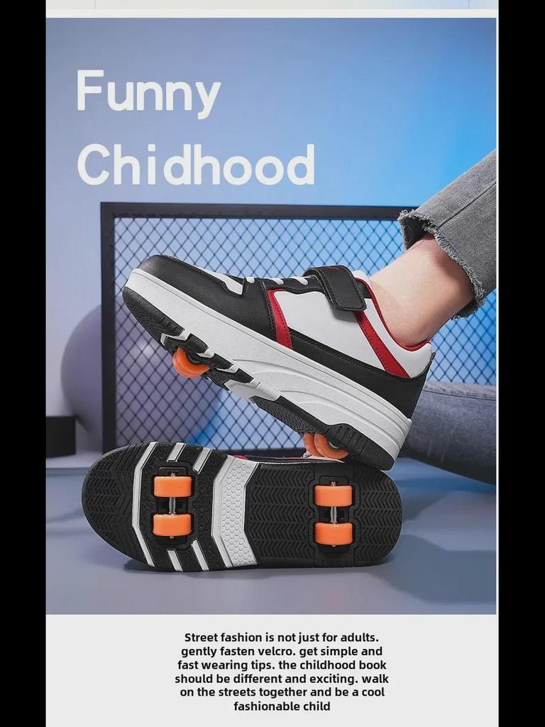 Barne konvertible løpe- og rulleskøyter med avtakbare hjul