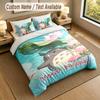3Pcs Bedding Set Custom Name Text, 1 Sheet 2 Pillowcases Home Bed DecorMy Neighbor Totoro