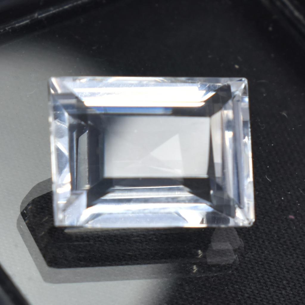 Natural White Sapphire 9.95ct Emerald Cut Certified Loose Gemstone