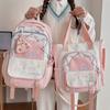 Schoolbag large-capacity schoolbag female high-value high school college student embroidery contrasting color backpack simple Japanese design sense 