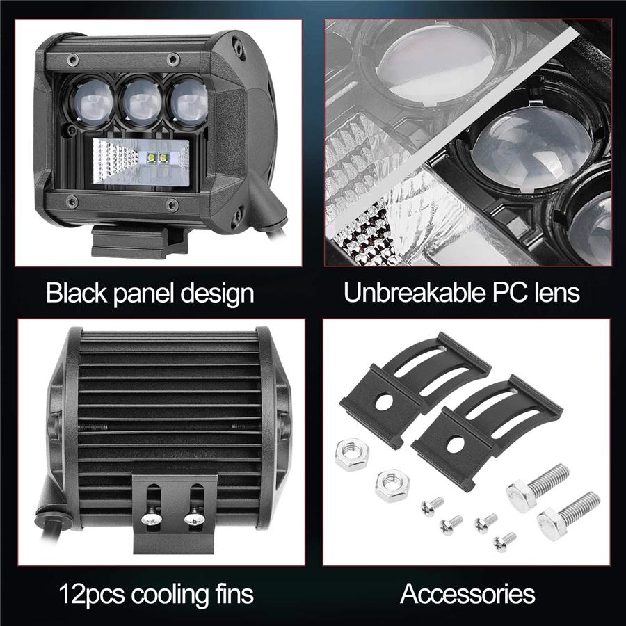 2Pcs 4'' 160W 16000LM CREE LED light Bar Quad row Spot Flood Beam Cubes Work Light