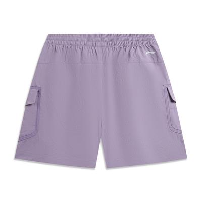Li Ning Outdoor CF Reflective Ice Feel Comfortable Water Resistant Multi Pocket Sports Shorts Women Shorts Mineral-Purple AKSW022-6