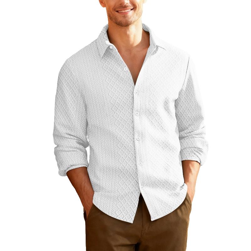 

Мужские рубашки с длинным рукавом Легкие шамбре рабочие рубашки с карманами Повседневные на пуговицах Расслабленного кроя нарядные рубашки Удобная западная рубашка для мужчин S белый