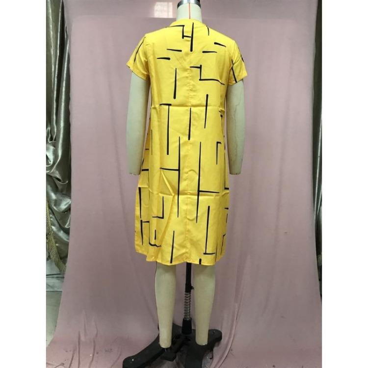 Plus Size Summer Dresses for Women Printed Loose V Neck Short Sleeve