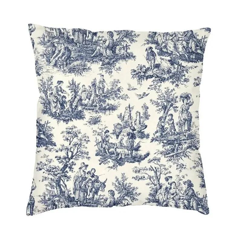 Poszewka na kwadratową poduszkę dekoracyjną Toile De Jouy Sepia Vintage Paryski Design Artystyczny Poszewka na poduszkę z nadrukiem 3D z dwóch stron na sofę