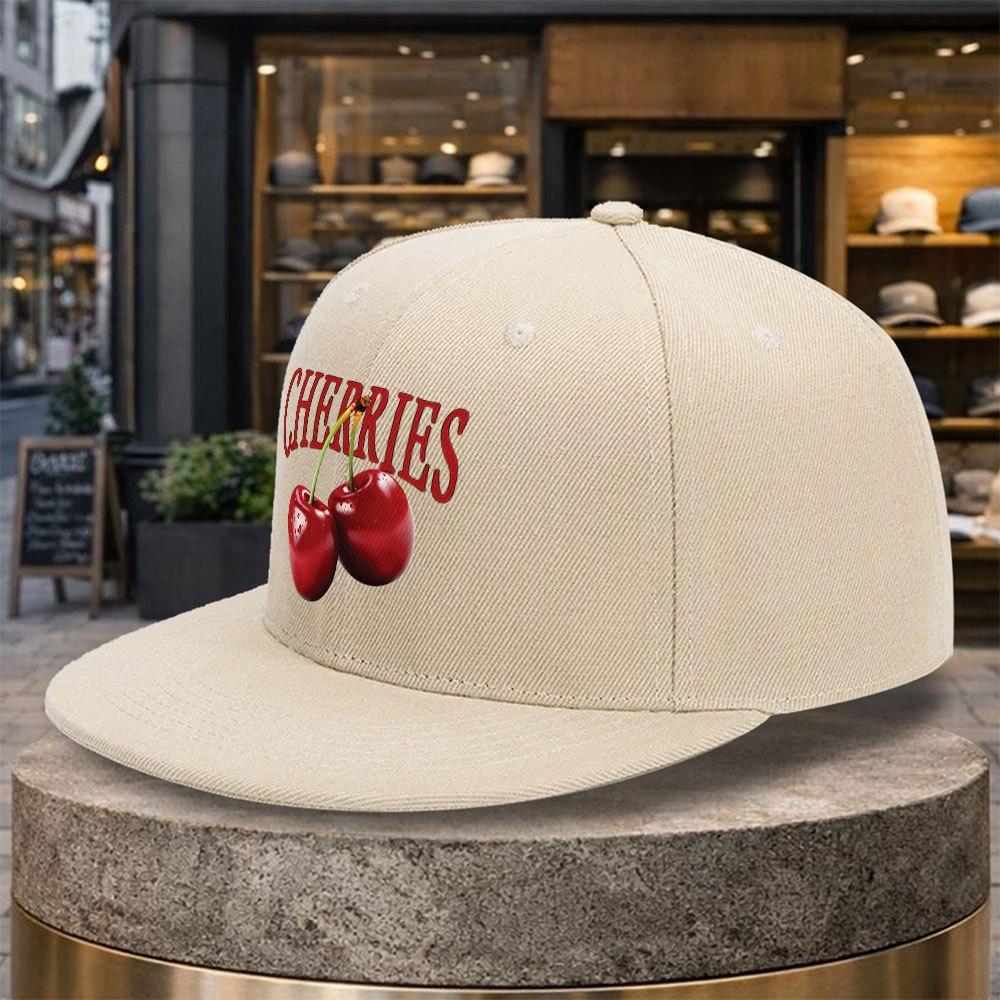 pc Cherry Print Baseball Cap Adjustable Duckbill Hat with Cherry Lightweight Flat Brim Suitable for Golf Travel Mardi Gras