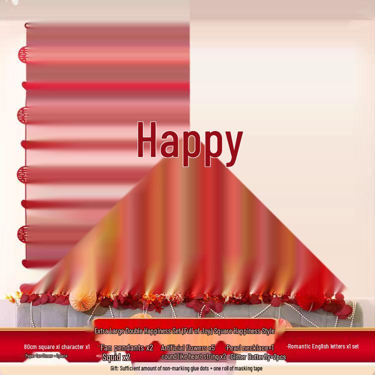 Wedding Bedroom Decoration Set - Double Happiness Design for Engagement