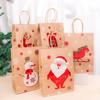 201Pcs Christmas Gift Packaging Bag Biscuit Candy Storage Bag Snowflake Santa Claus Kraft Paper Bag Xmas New Year Gift Handbag