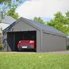 Carport 13'×25' – Garagem com Estrutura de Aço Galvanizado, Lona Impermeável e Resistente a UV, Janela Enrolável, Paredes Laterais Removíveis, 8 Pernas, Cinza