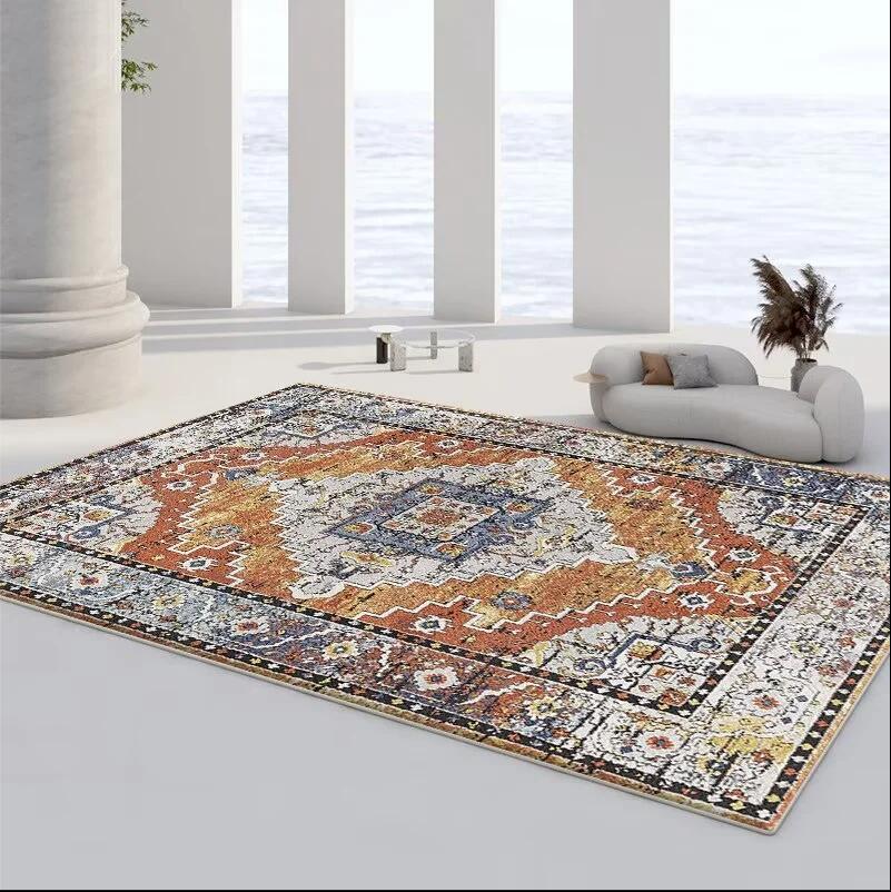 Divano da soggiorno retrò americano, tavolino da caffè, tappeto in stile etnico, balcone, cucina, veranda, tappeto di lusso leggero per ufficio, tappeto antiscivolo