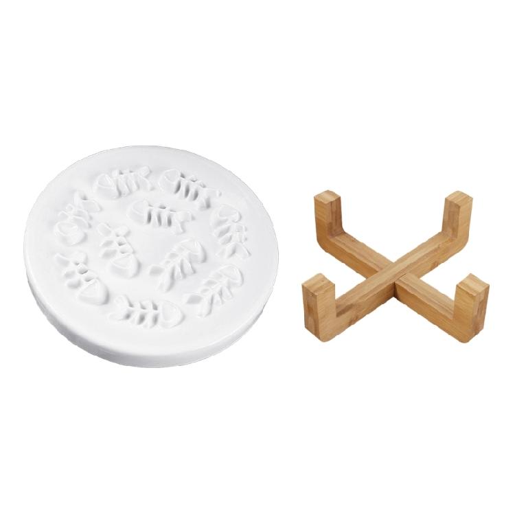 Pet Cats Dog Slow Food Bowl Fat Help Healthy Smooth Round Thickened Bowl Elevated Stand