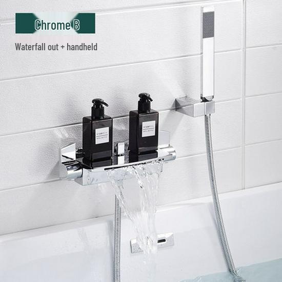 Waterfall Wall-Mounted Bathtub Faucet with Concealed Hot/Cold Shower Head Set