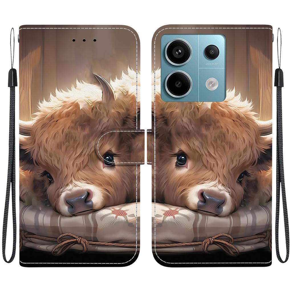 Handgefertigte PU-Leder-Klapphülle für Xiaomi Poco X6 / Redmi Note 13 Pro (5G) Rutschfeste Stoßfeste Hülle mit Handschlaufe & Herz/Rose Katze Designs