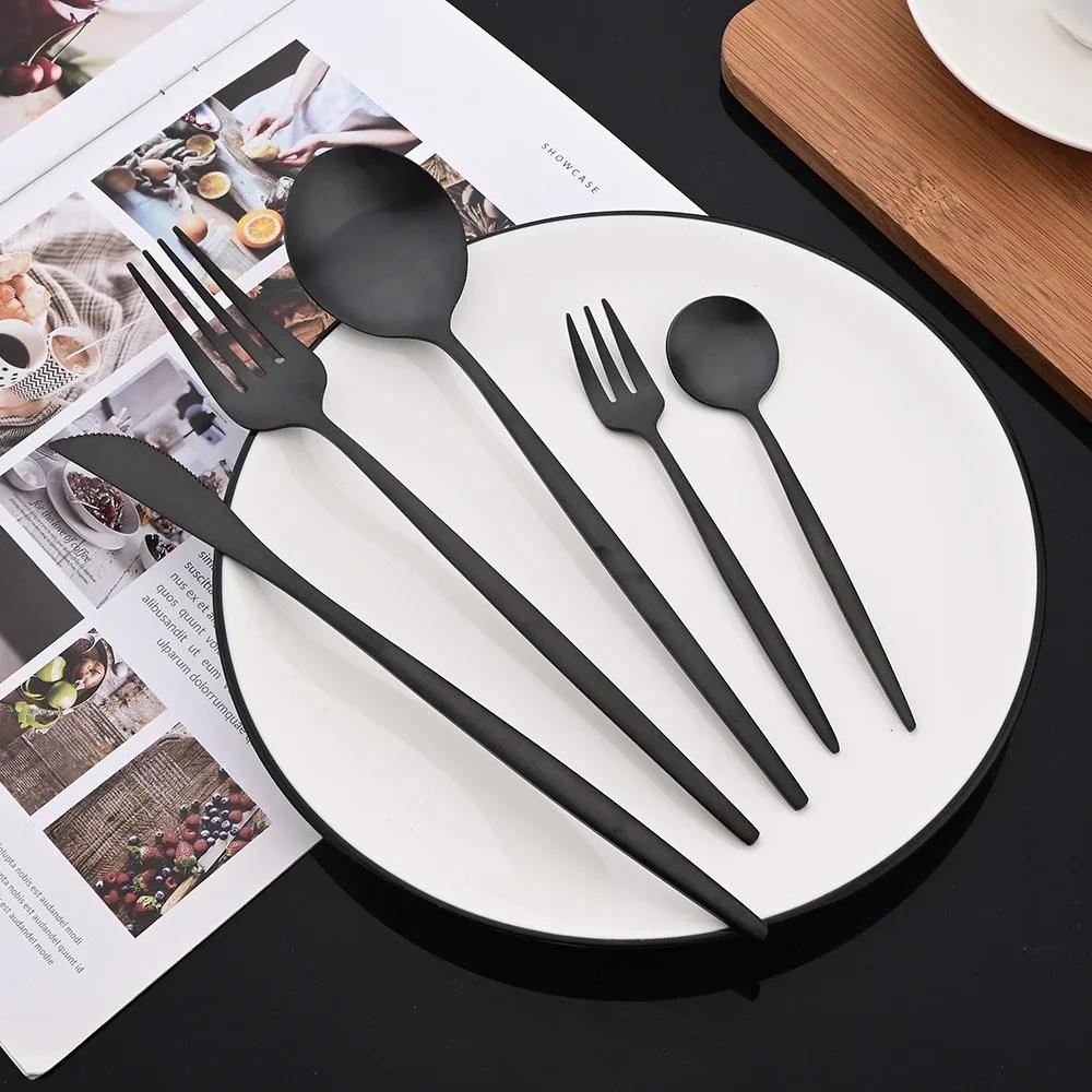 20Pcs Luxury Matte Flatware Set Kitchen Stainless Steel Tableware Set Hotel Dinnerware Set Rainbow Cutlery Set Gift Korean Bowl